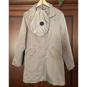 dize L raincoat KARL LAGERFELD Paris khaki/beige packable, on/off hood rain jack